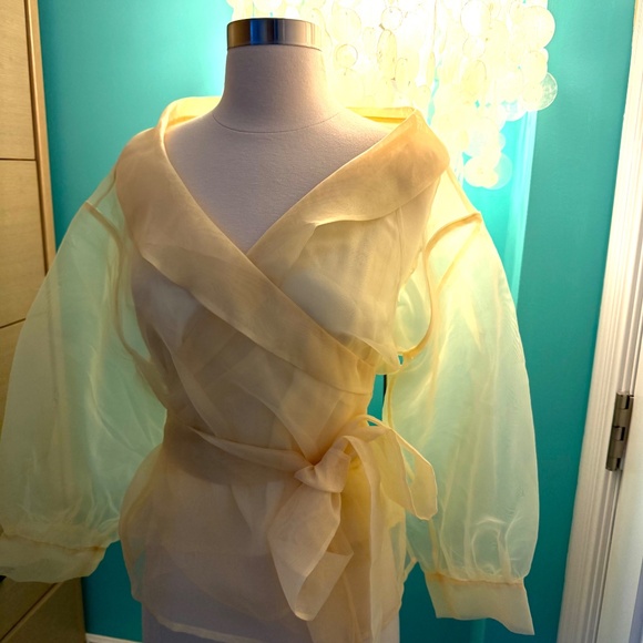 BAUM UND PFERDGARTEN Dance Milou Tulle Wrap Organza Blouse In Custard Yellow 34 - Picture 3 of 6